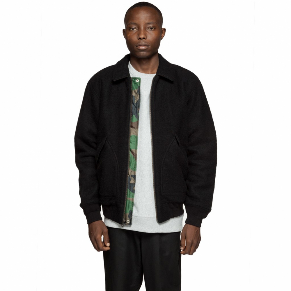 Stussy Boiled Wool Rev. Bomber Jacket Black 115354 0001